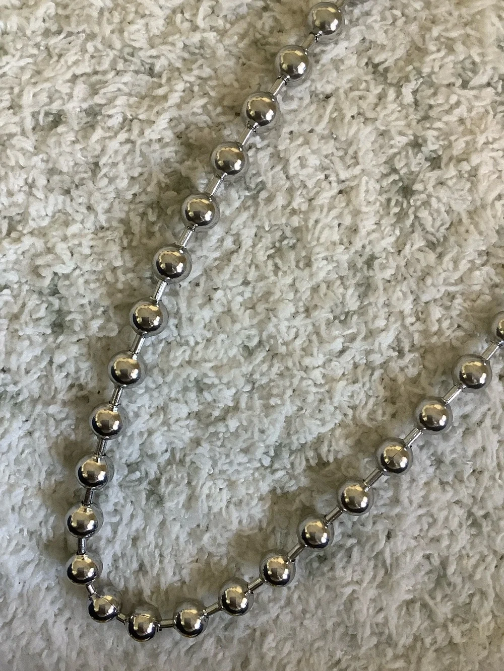 Giant Ball Chain Silver Beaded Necklace Men or Women, 8cm 22” NWT Festival